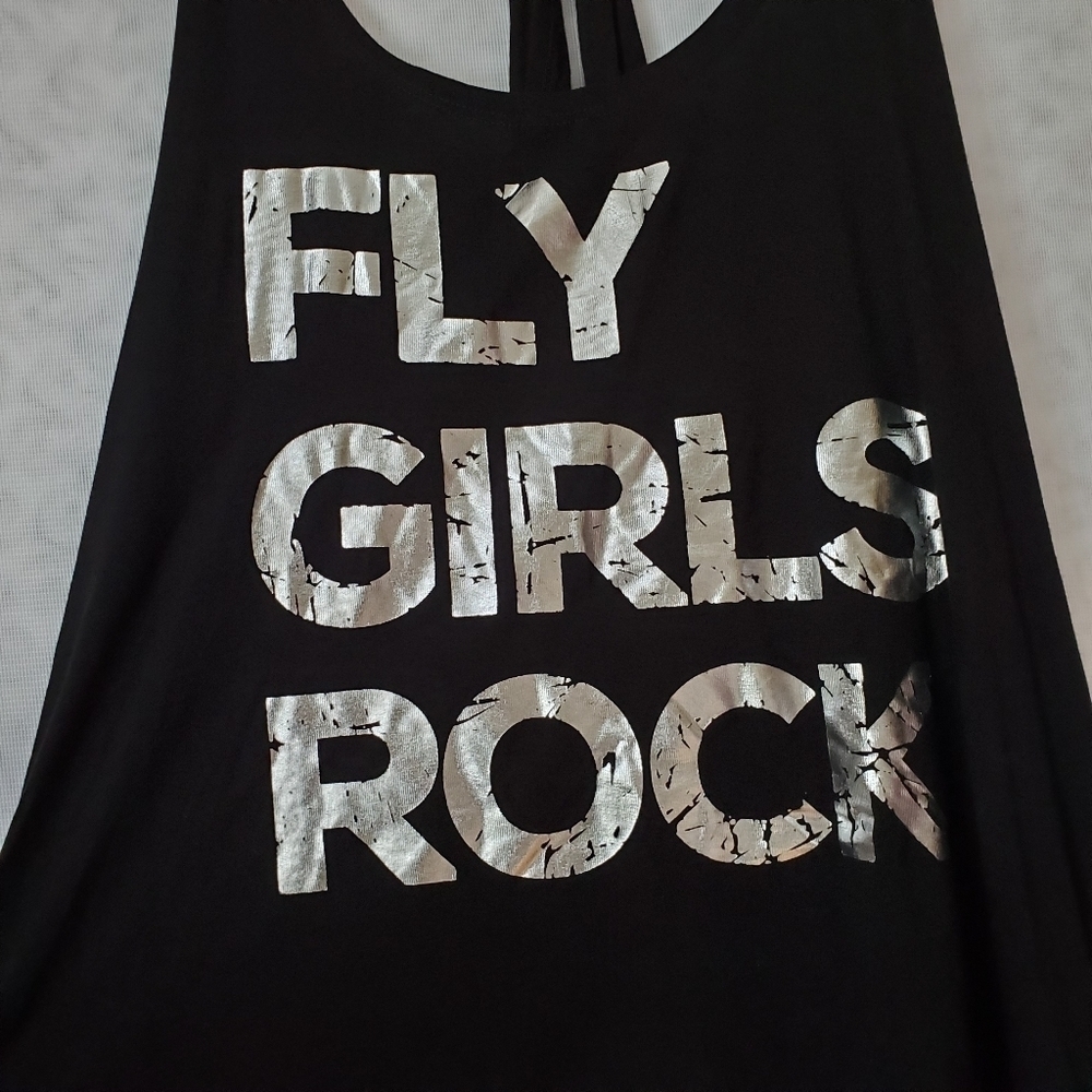 Fly Wheels Black And Silver Fly Girls Rock Racerback Tank View 2